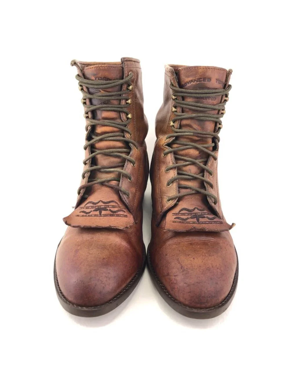 Ariat Heritage Brown Leather Kiltie Western Lacer Boots 11